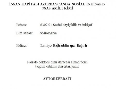 Avtoreferat - Lamiyə Bağırlı