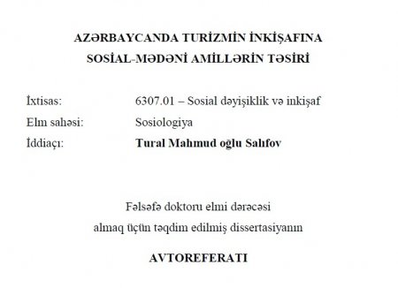 Tural Salıfov - Avtoreferat