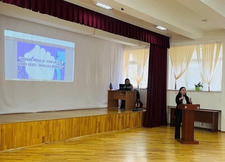 Gənc Alim və Mütəxəssislər Şurasının sədri Ceyran Hüseynli  247 saylı tam orta məktəbdə çıxış etmişdir