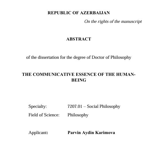 Parvin  Karimova - ABSTRACT