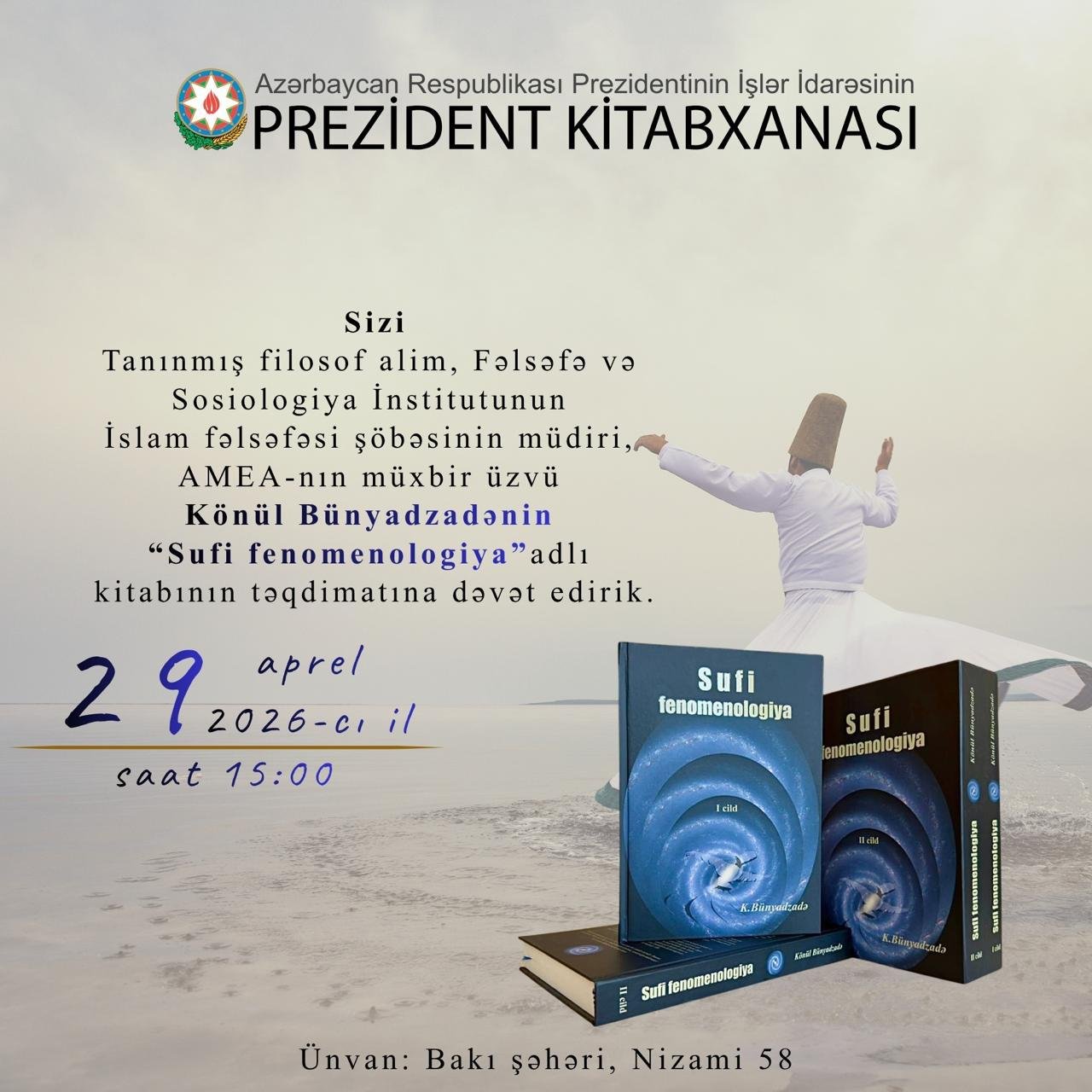 AMEA-nın müxbir üzvü Könül Bünyadzadənin "Sufi fenomenologiya" adlı kitabının təqdimatı keçiriləcək